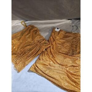 Stunning 2 PC bodycon sequin Outfit Dress size Large Crop Top Skirt New Tags 😍